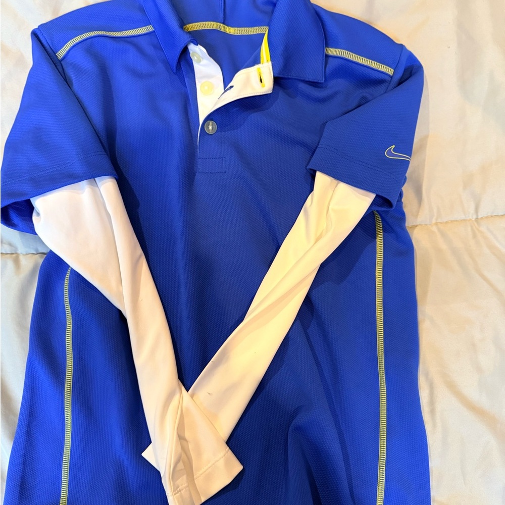 Nike Golf Youth Royal Blue Polo with White and Yellow Details